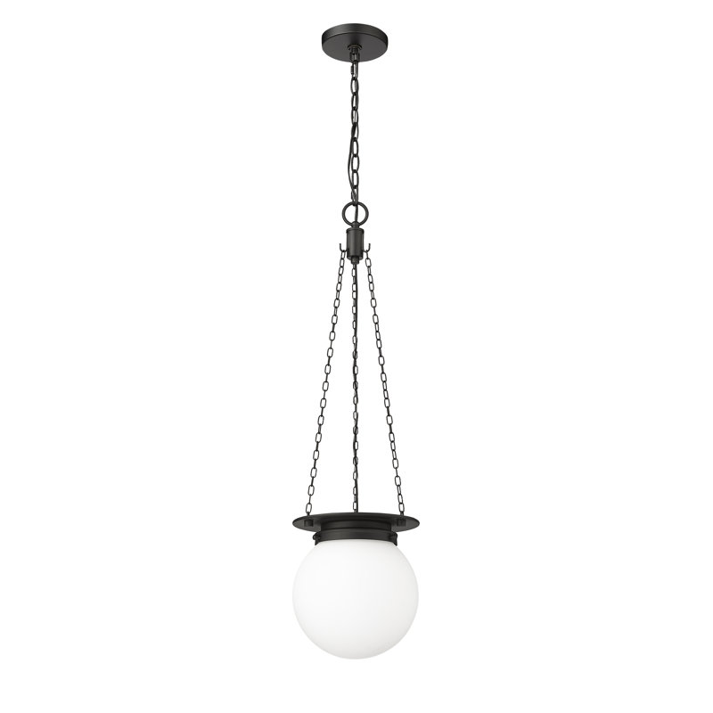 Luminaire suspendu unique à 1 lumière Zella, Blanc, Noir mat, H 82,75 po x l 9 po x P 9 po