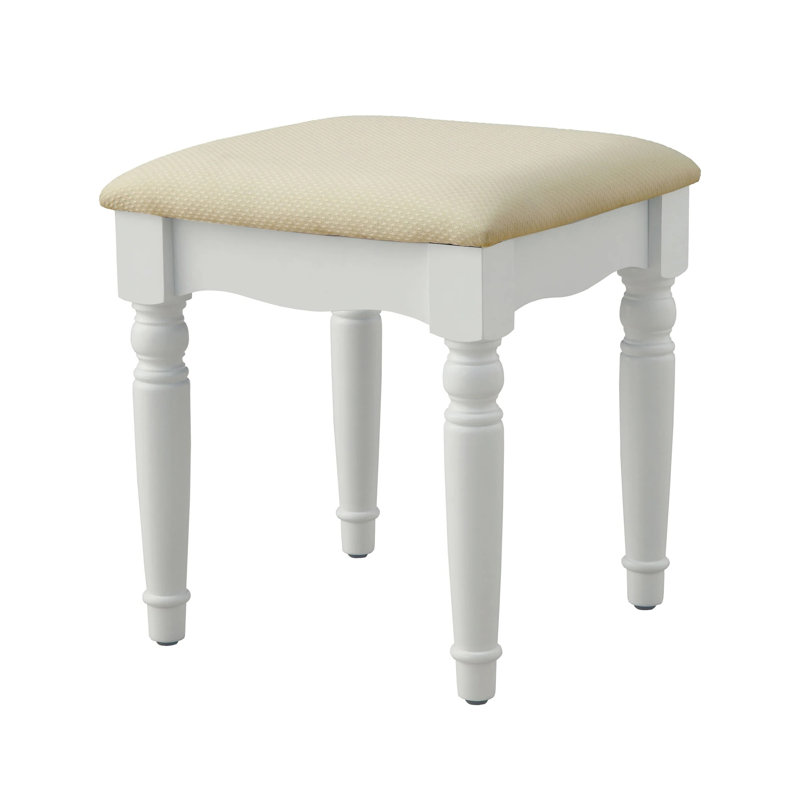 47.4" W Transitional Vanity W/ Stool, White, White