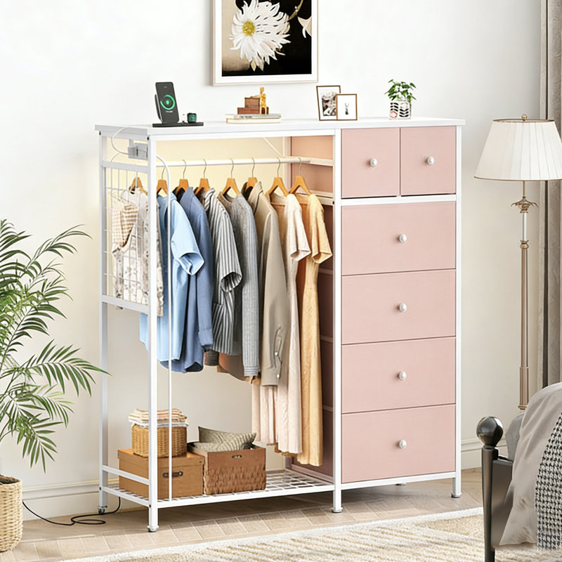 Hall Tree with Shoe Bench and Coat Rack, Pink