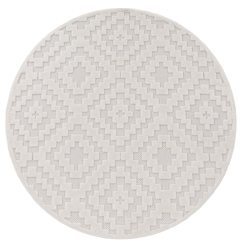 Tapis intérieur / extérieur en polypropylène tissé à la machine Ashdown, Rond 5 pi 3 po