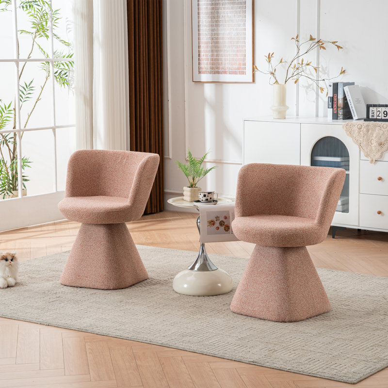 Upholstered  360° Swivel Barrel Accent Chair, Pink