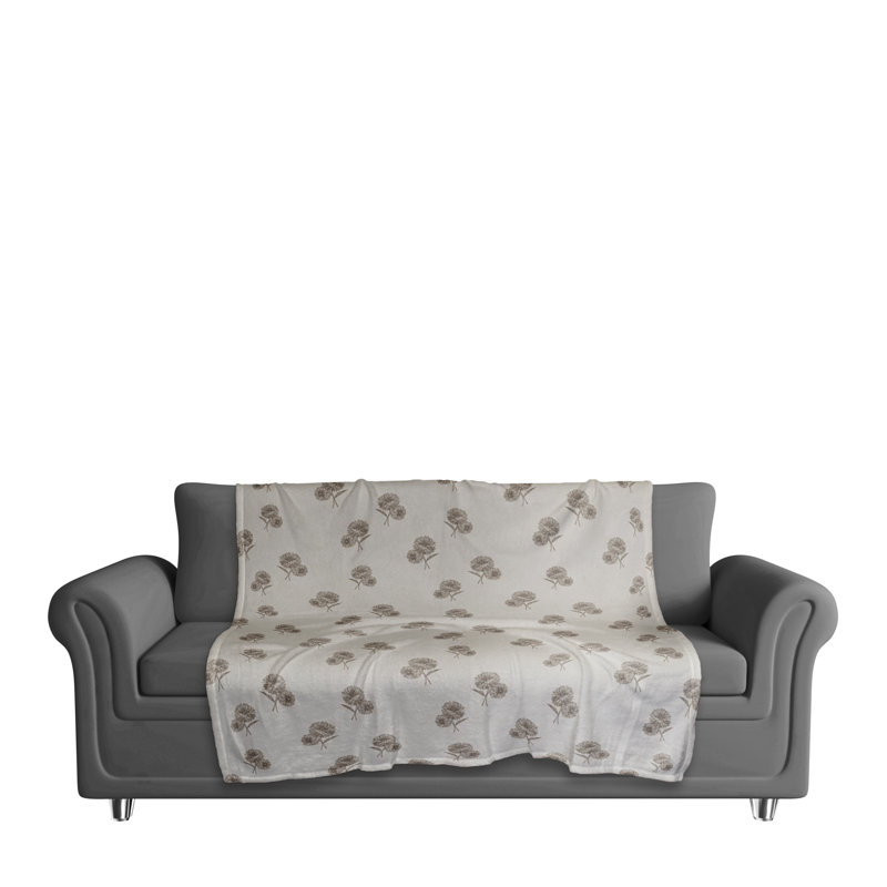 Gray Floral Fleece Throw Blanket, 50 x 60 Inches