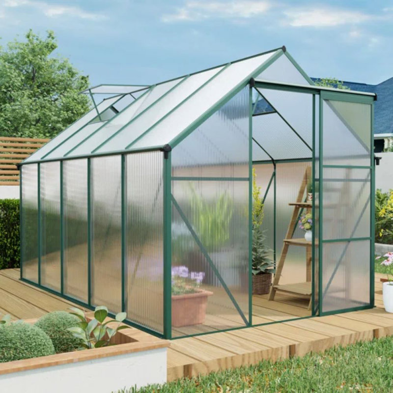 Serre en polycarbonate 6 x 10 pour l'extérieur vert