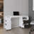 Desk,54" Wide Two Drawer Expandable Desk  With Seven Shelves And Casters White - Dark Walnut