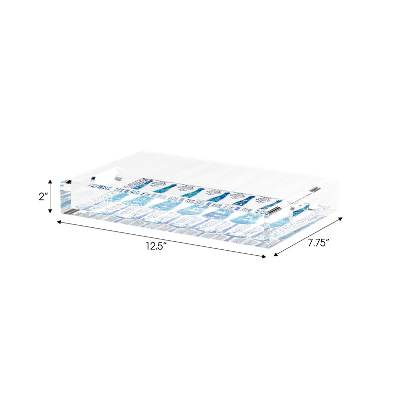 Topkapi Garden Acrylic Rectangle Decorative Tray, 12.5"W x 7.75"D x 2"H