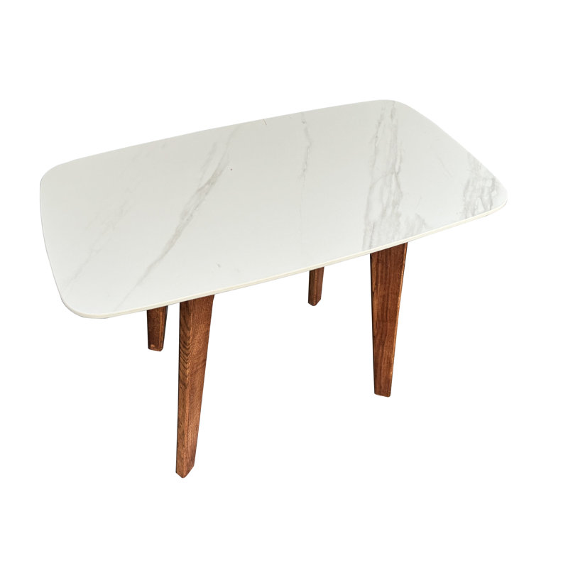 Table de bout Katherline, Blanc, Bois foncé