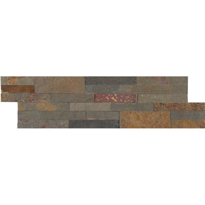 Carrelage mural mosaïque auto-adhésif en ardoise naturelle 6 po x 12 po Tactiq Sierra Gold