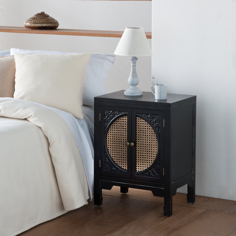 Dacheng 50cm W Solid + Manufactured Wood Bedside Table