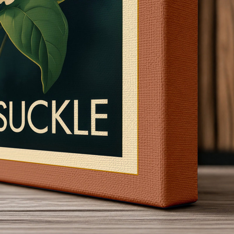 Honeysuckle Study Art Deco 1 Piece Wrapped Canvas Wall Art, 36x24 - 91.4 x 61.0 cm, Terracotta Border