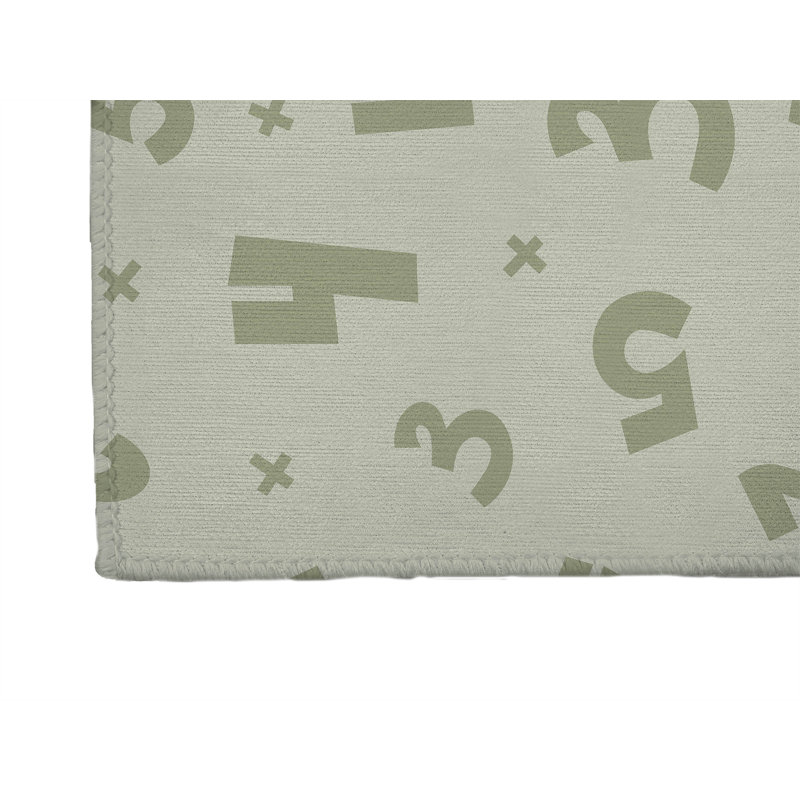 Number Match Kids Play Mat, Rectangle 3' x 5', Light Green/Green/Ivory
