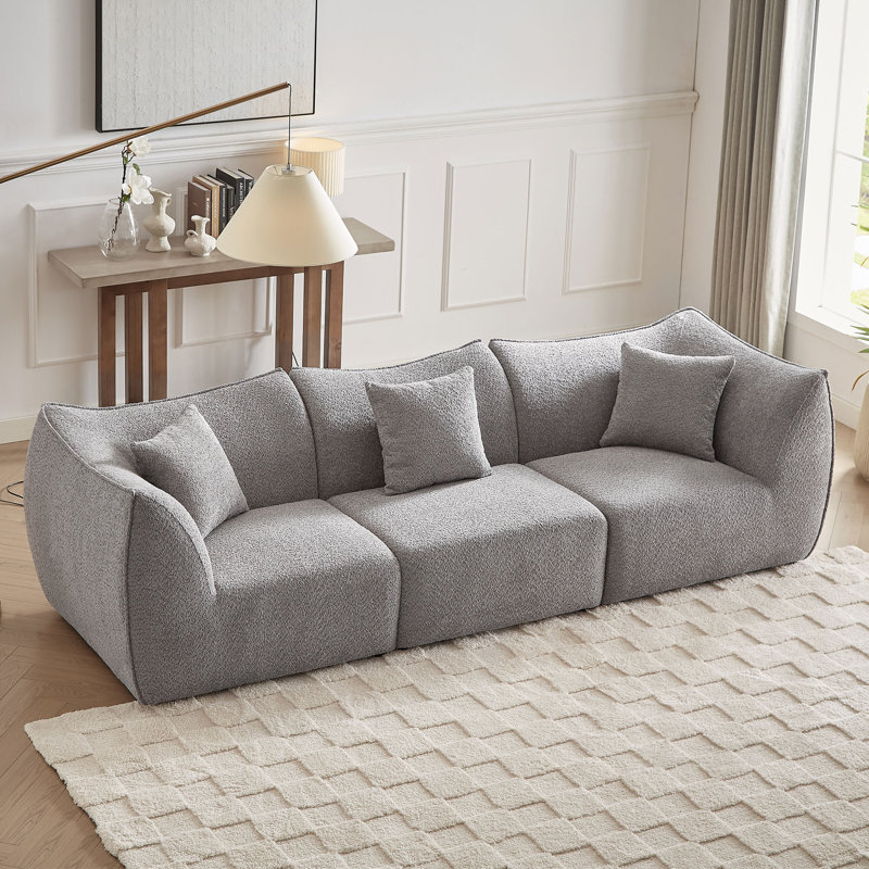 Canapé modulaire rembourré 3 pièces Laborn, Mélange de polyester gris