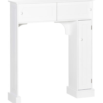 Armoire de salle de bain au-dessus de la toilette blanche, autoportante avec tablettes réglables, économiseur d'espace pour les produits de bain et les fournitures de toilettage