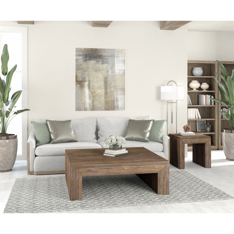 Smoked Distressed Solid Wood Square Coffee Table