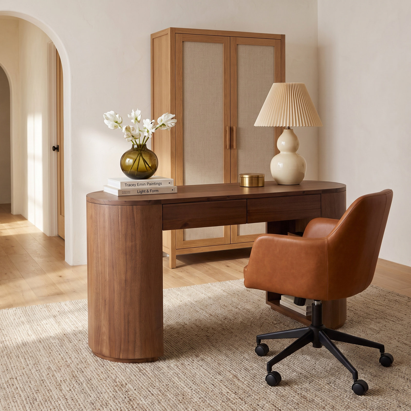 Lillian 60.25 " Writing Desk, Caramel Brown