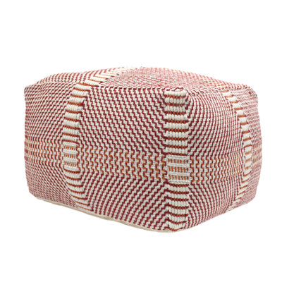 Pouf fait à la main orange et rouge multi-matériaux - 26 x 26 x 16,5 po, capacité de 300 lb, entièrement assemblé, nettoyer les taches, nettoyer seulement, rembourré