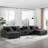 Defino U-Shaped Corduroy Sectional Sofa with Bluetooth, USB Charging & Ottomans-114473872