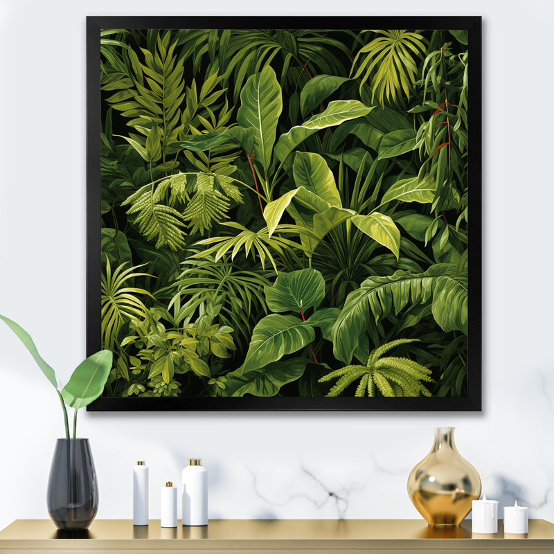 Rainforest Jungle Plants Landscape 1 - Jungle, art mural, H 30 po x l 30 po x P 1,5 po, Toile tendue