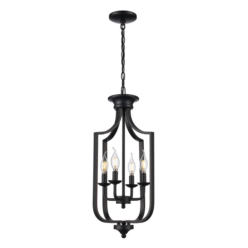 4-Light Chandelier, Matte Black, Small