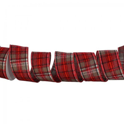 Ruban de flanelle rouge, gris et blanc