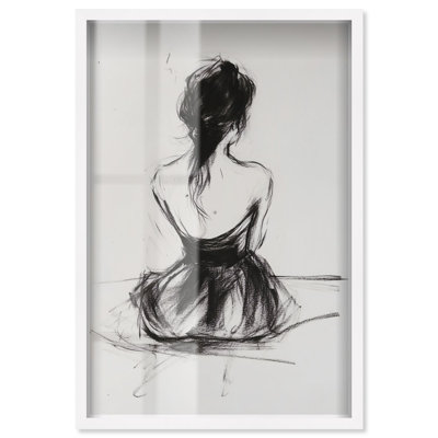 «Back View I Shadowbox Print», art mural minimaliste par Art Remedy, cadre blanc, 21 x 31