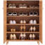 Armoire à chaussures en rotin, range-chaussures à 5 niveaux avec 2 portes et tablettes réglables, armoire de rangement à chaussures en rotin de 40,35 po de hauteur