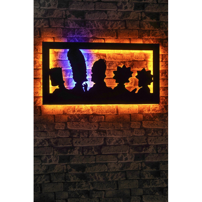Modern Decorative LED Lighting with Black MDF Base (2.7mm Thick), 16.5 x 31.5 inches | 60 LEDs/m LED Stripes, 12V 1A DC Output Adaptor, 12.3 ft Cord Length | Energy Efficient 25.2 Watt, Perfect for Home Décor