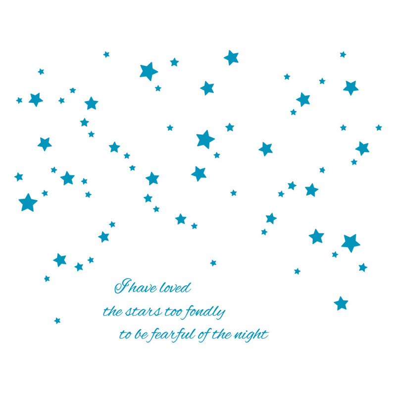 Adhésif décoratif "j’ai aimé les étoiles", H 48 po x l 60 po x P 0,01 po, Bleu sarcelle