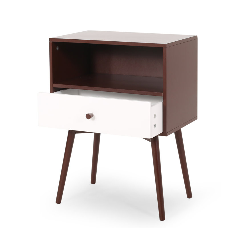 Mcginn End Table with Storage, Brown/White