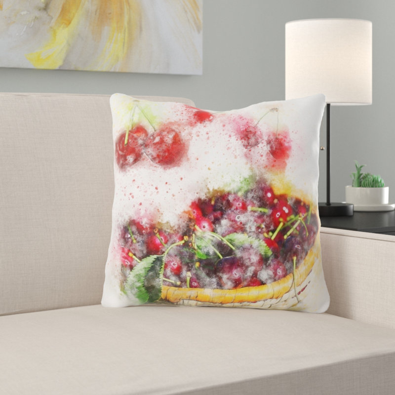 Housse et insert de coussin extérieur carré Blomquist Cherries, Microsuède, Intérieur