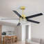 Ventilateur de plafond à DEL 52 po à pales réversibles d'intérieur en cristal doré avec télécommande et tige verticale incluse, pales deux tons-787728126