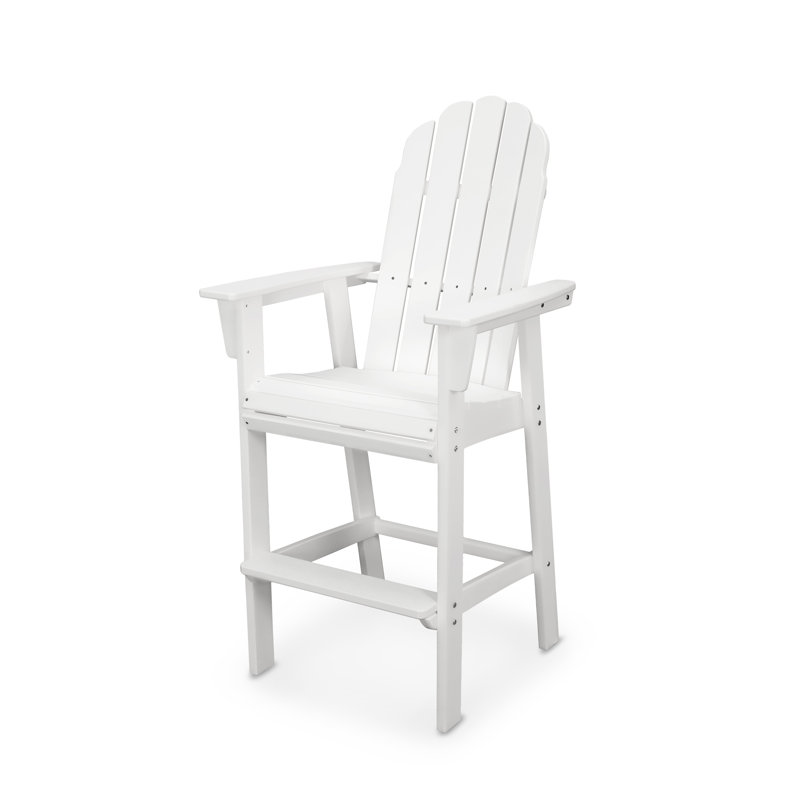 POLYWOOD Vineyard Curveback Adirondack Bar Chair, 29.38", White