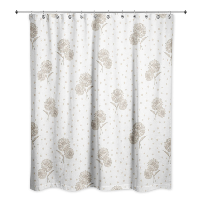 Rideau de douche simple à motif floral, Brun clair