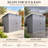 Metal Outdoor Garbage Bin Shed For 2 Trash Cans With Sloped Roof，stainless Galvanized Steel Gray