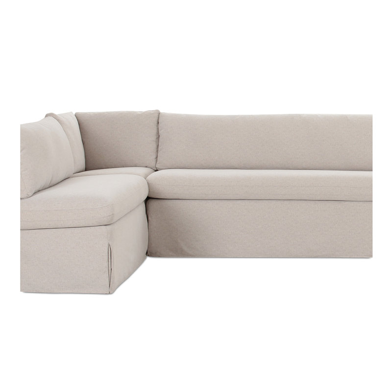 Gusella Slipcover Dining Banquette Beige 121In, L-Shape, 31.75" H x 139.5" W x 67.5" D