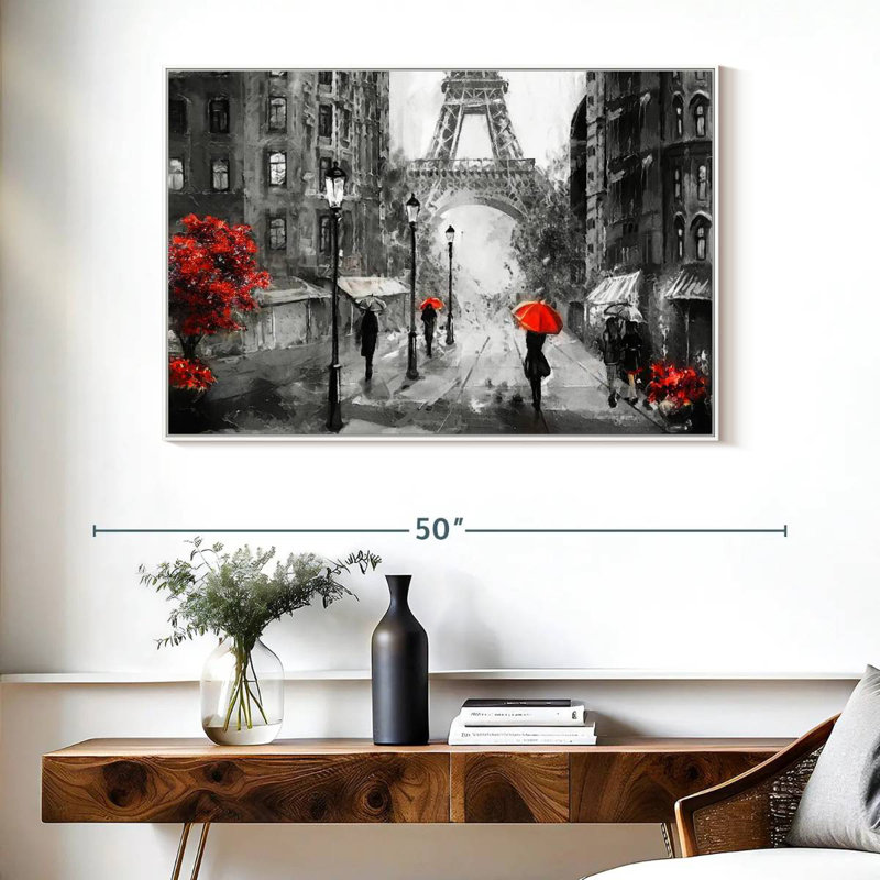 Paris Rainy Day, Floating Frame White, 40" X 27"