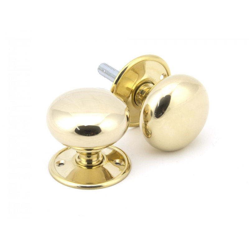 57mm Mushroom Mortice/Rim Knob Set, Polished Brass