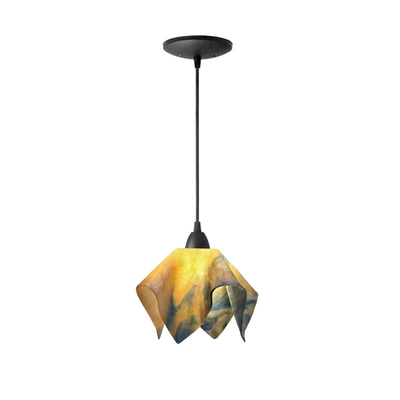 Luminaire suspendu Amergin, Noir, Petit, Fleur de paille