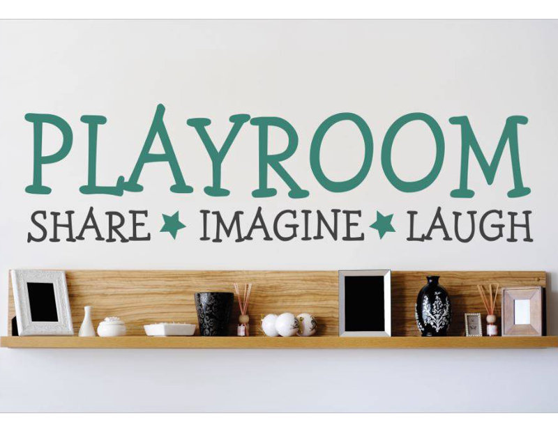 Décalcomanie murale salle jeux share imagine, H 12 po x l 30 po x P 0,16 po, Sarcelle / Noir
