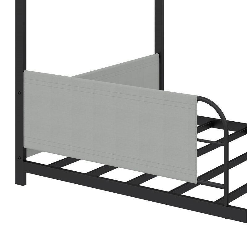 Twin Metal Canopy Bed Storage House Bed, Black
