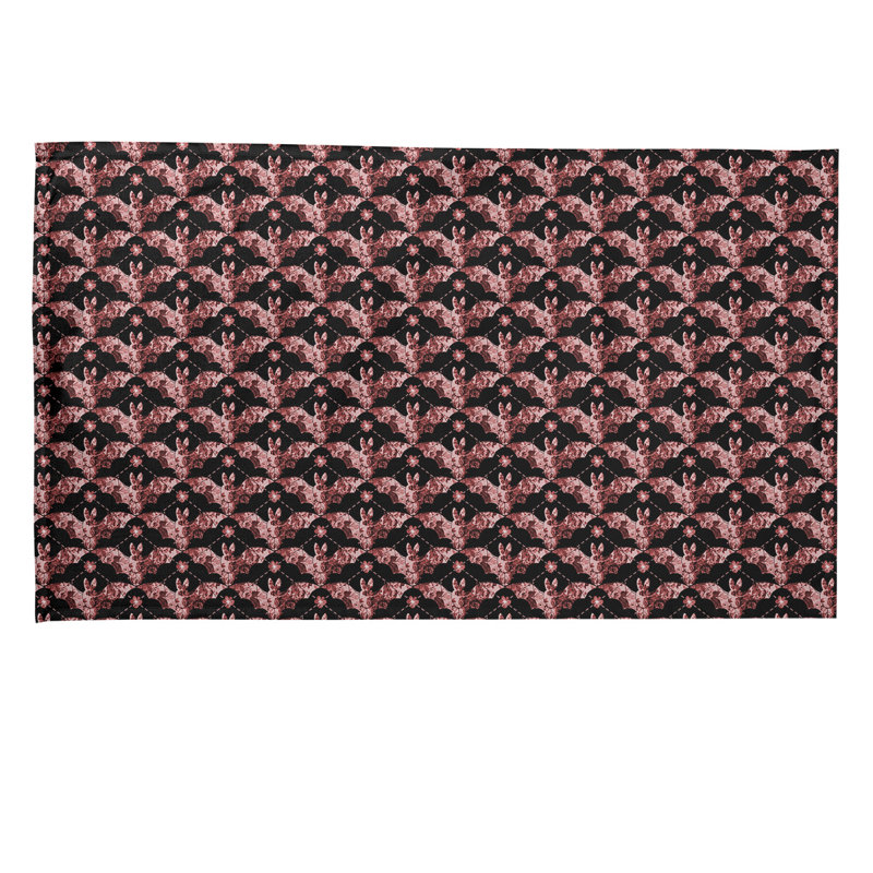 Serviette de thé floral, Polyester sergé, Rouge