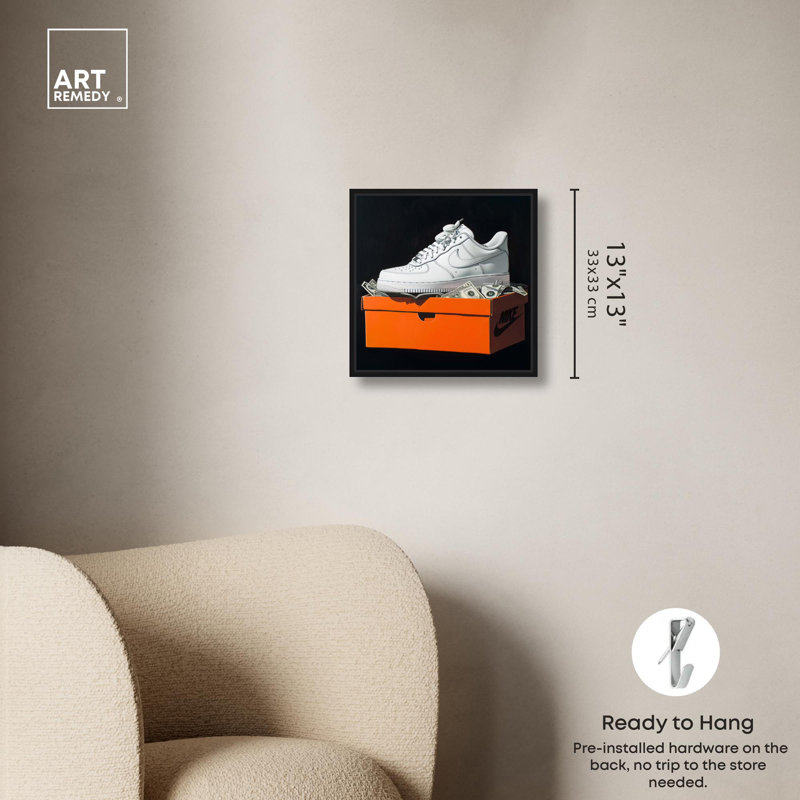 Boîte à chaussures Hustle par Art Remedy, H 13 po x l 13 po, Cadre flottant, Noir
