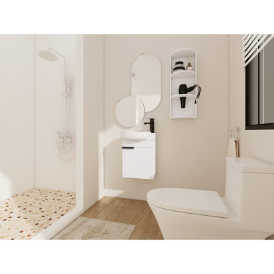 16-Inch Compact Bathroom Vanity Set with Sink, Storage Rack & Soft-Close Doors, Perfect for Tiny Bathrooms
