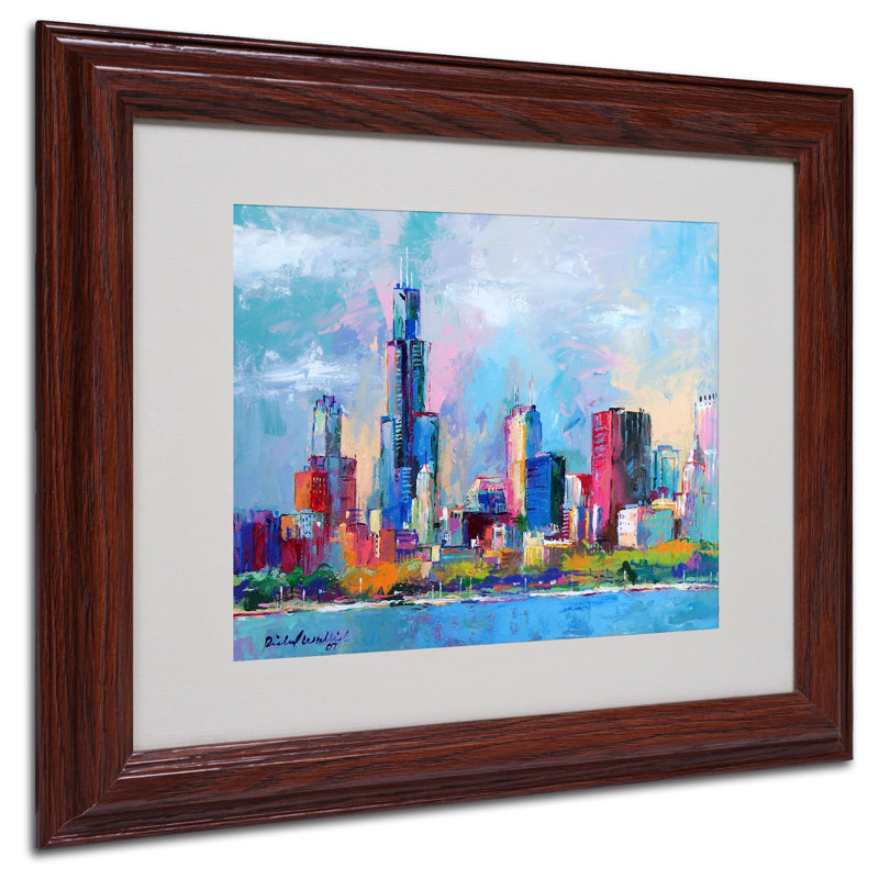 «Chicago 5» par Pakarad, reproduction d'art sur toile encadrée, H 16 po x l 20 po x P 0,5 po, Grain de bois