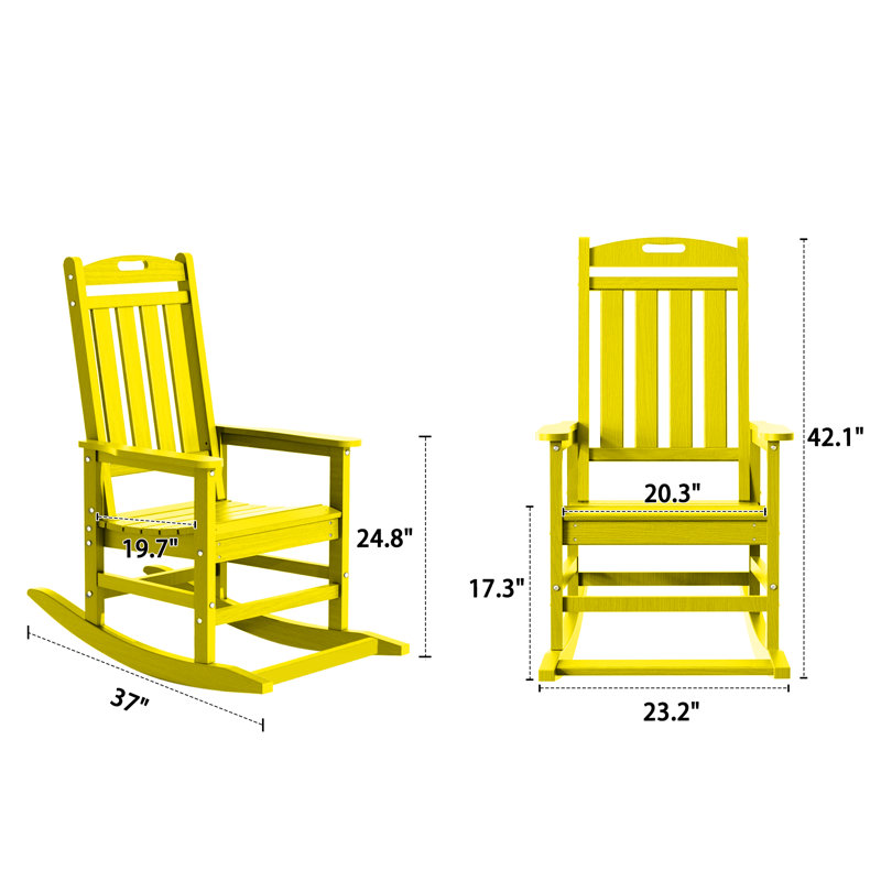 Ensemble de 2 chaises berçantes d'extérieur Hdpe, Jaune