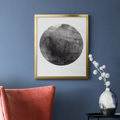 Graphite lune I, toile encadrée de qualité supérieure - prête à être accrochée