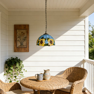 1 - Light Sunflower Stained Glass Dimmable Pendant Light