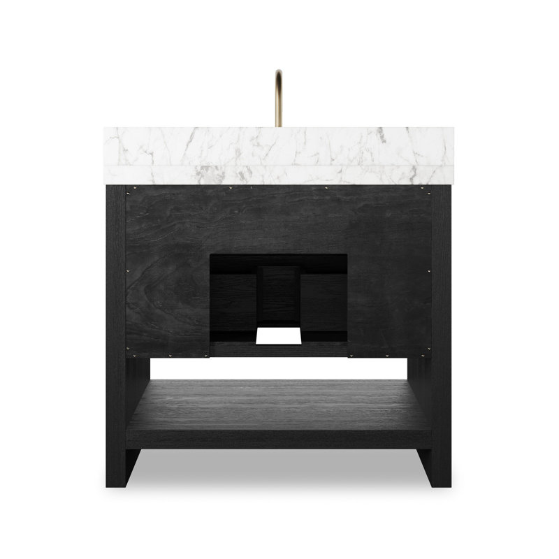 Anthem Single Vanity-Carrara Marble, Black