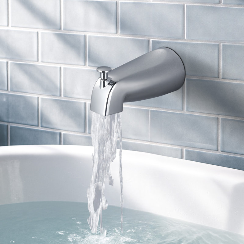 5.27" Wall-Mount Bath Spout With Diverter, Polished Chrome