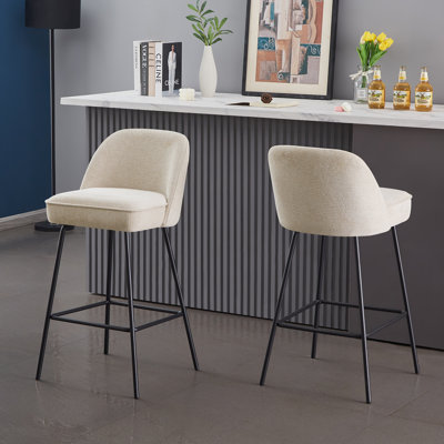 Nat Modern Fabric Upholstered Bar Stools with Spring