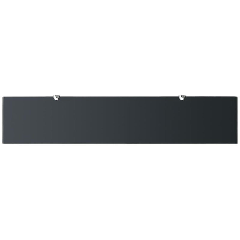 2 Piece Glass Floating Shelf, Black, 0.8cm H x 100cm W x 20cm D
